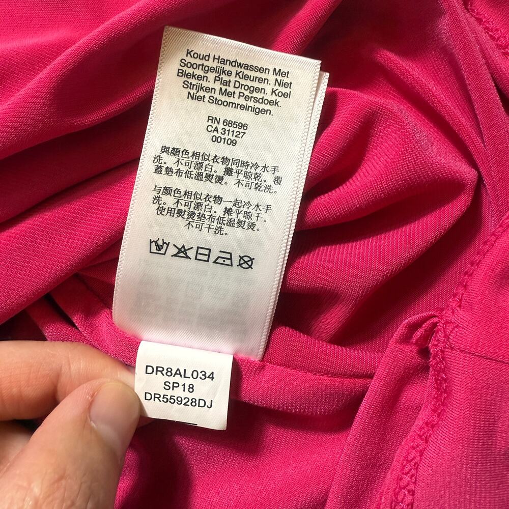 DONNA KARAN Barbie‑Pink Faux Wrap Dress With Matte Gold Buckle No Size Maybe XS - Picture 15 of 16